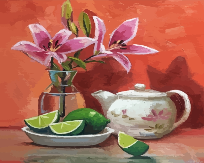 Pink Lilies Art Painting By Numberss.png