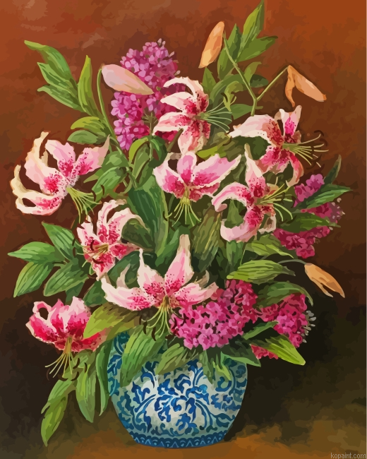 Pink Lilies Still Life Painting By Numberss.png
