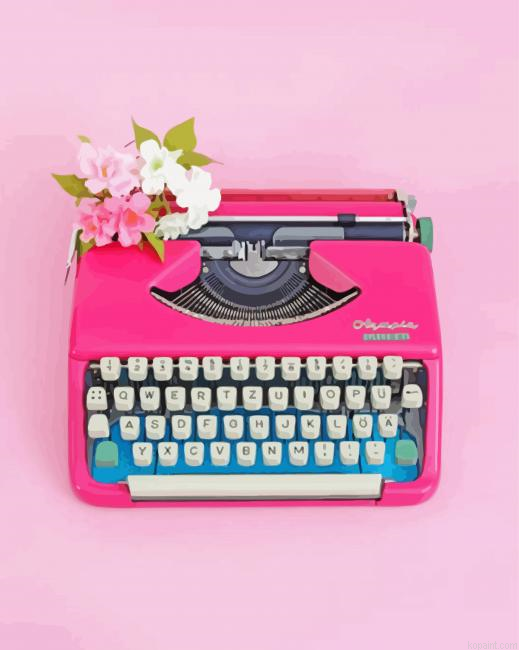 Pink Manual Typewriter Paint By Numbers