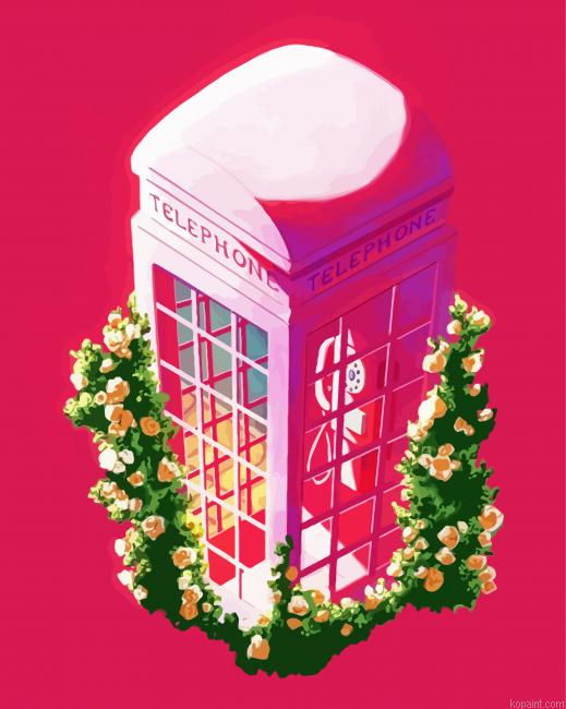 Pink Phone Booth Art Paint By Numbers