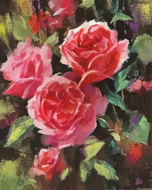 Pink Roses Contemporary Floral Painting By Numberss.png