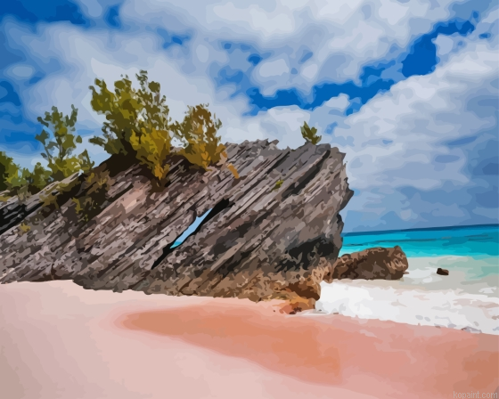 Pink Sand Horseshoe Bay Beach In Bermuda Painting By Numberss.png