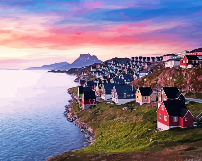 Pink Sunset At Greenland Painting By Numberss.png