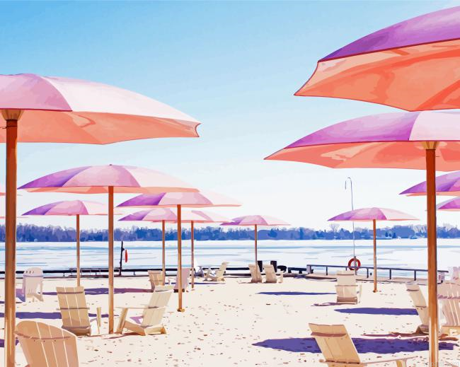 Pink Umbrellas In Toronto Beach Painting By Numberss.png