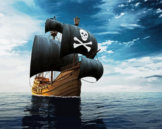 Pirate Ship In Sea Paint By Numbers.png
