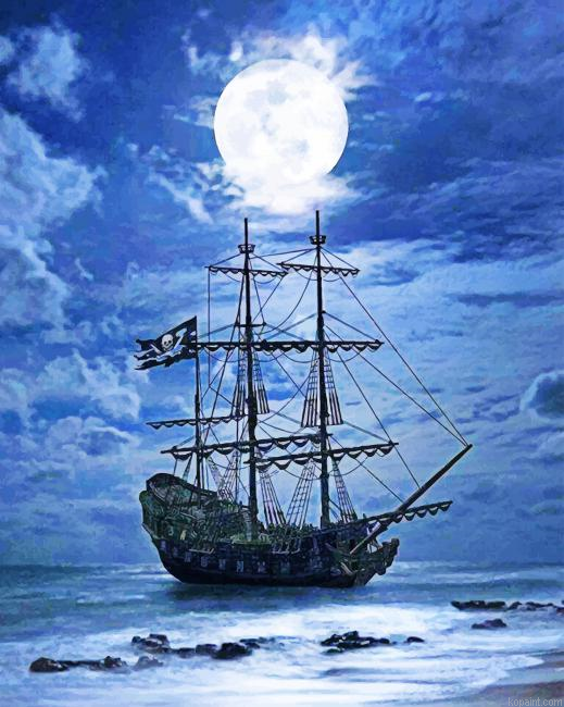 Pirate Ship Moonlight Painting By Numberss.png