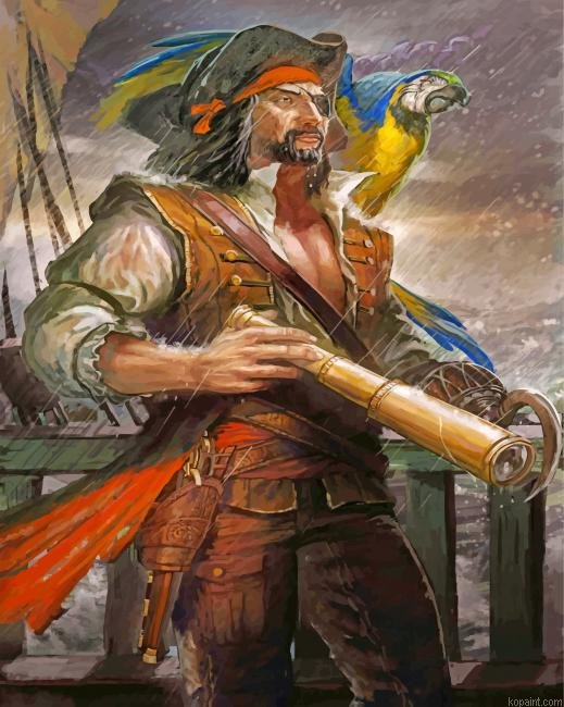 Pirate With Parrot Painting By Numberss.png