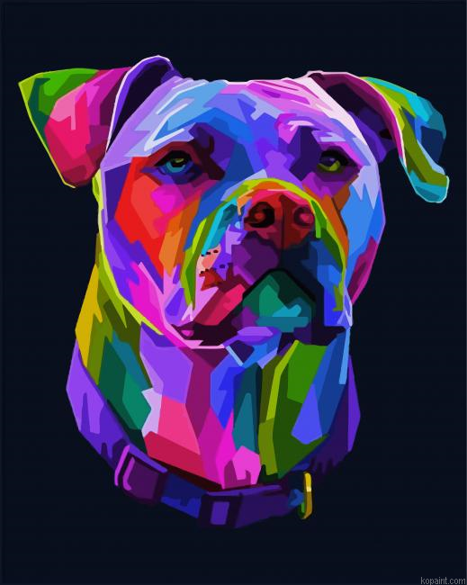 Pitbull Colorful Dog Painting By Numberss.png