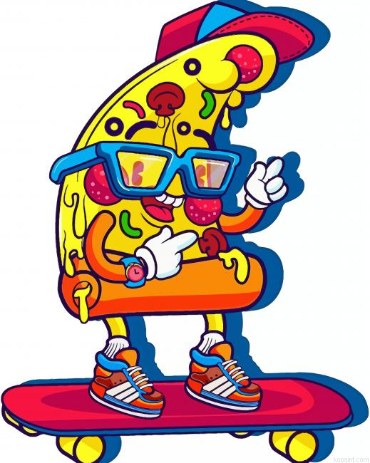 Pizza On A Skateboard Painting By Numberss.png