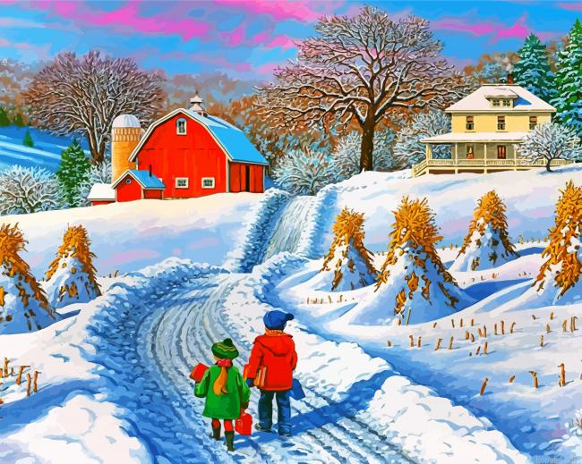 Playing In The Snow Painting By Numberss.png