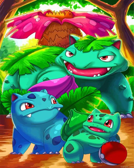 Pokemon Bulbasaur Evolution Painting By Numberss.png
