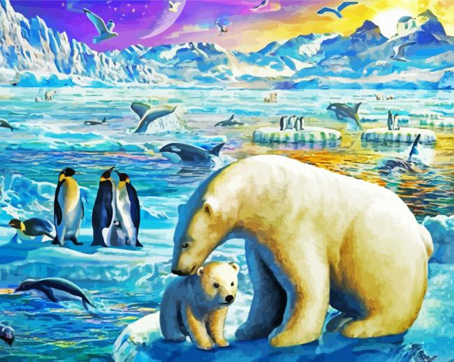 Polar Bears And Penguins Painting By Numberss.png