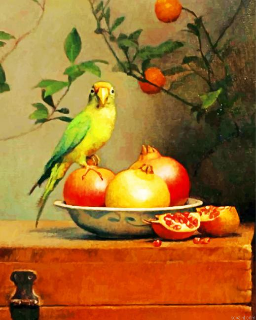 Pomegranate And Parrot Painting By Numberss.png