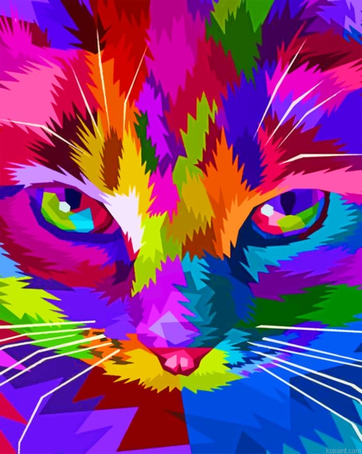 Pop Art Cat Colorful Painting By Numberss.png