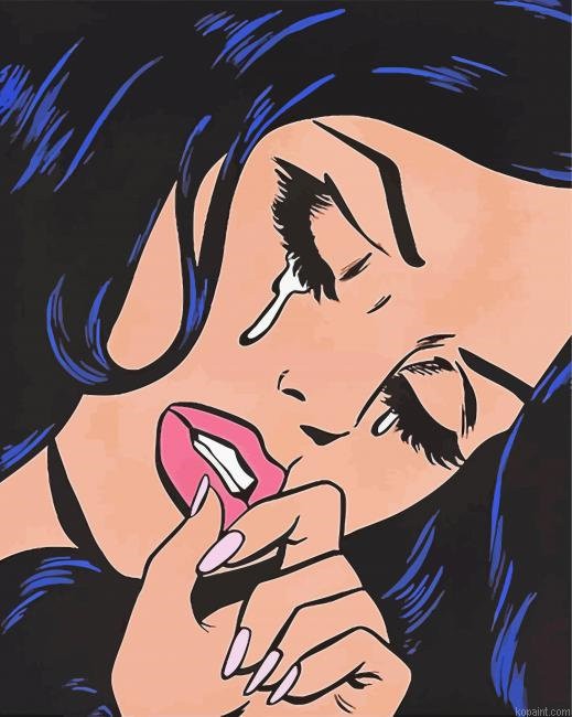 Pop Art Girl Crying Paint By Numbers.png