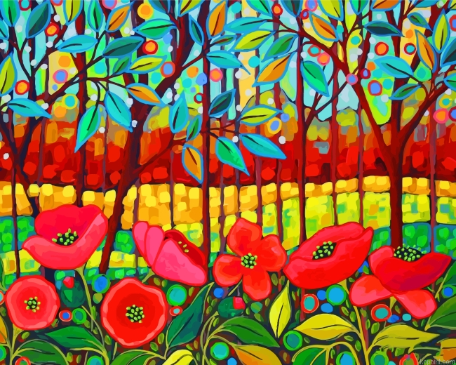 Poppies Art Painting By Numberss.png