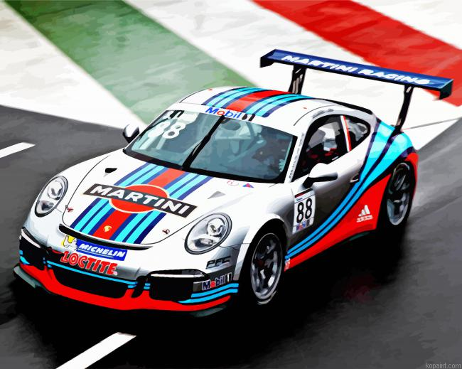 Porsch 911 Martini Car Paint By Numbers