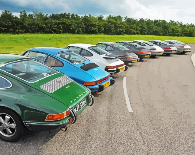 Porsche Cars Row Painting By Numberss.png