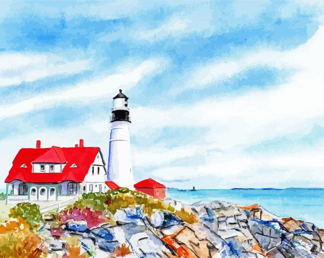 Portland Head Light Maine Art Paint By Numbers
