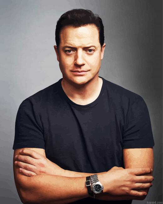 Portrait Of Brendan Fraser American Actor Paint By Numbers.png