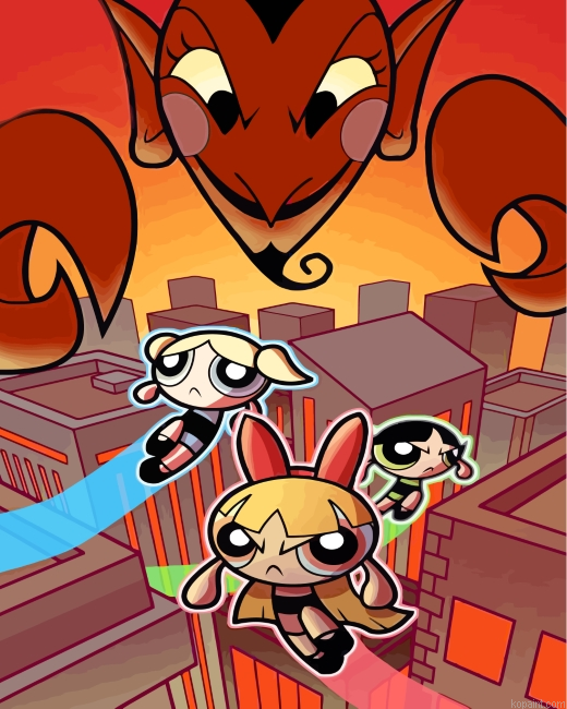 Powerpuff Girls Heroes Painting By Numberss.png