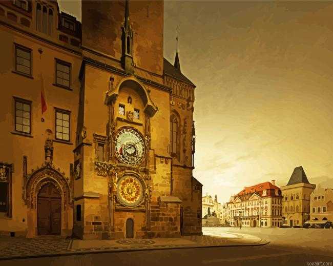 Prague Astronomical Tower Paint By Numbers