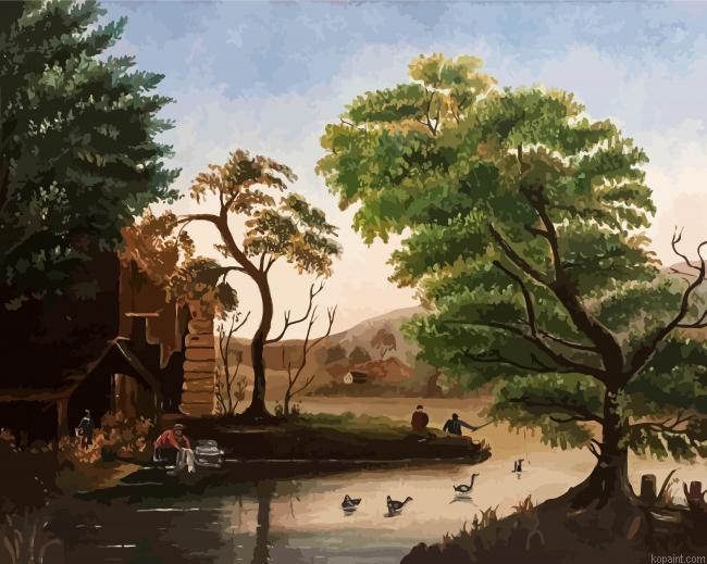 Primitive Landscape Art Painting By Numberss.png