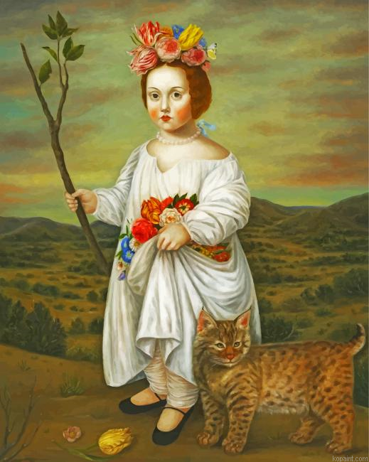 Primitive Woman And Her Cat Painting By Numberss.png