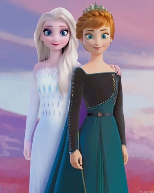 Princess Elsa Anna Frozen Painting By Numberss.png