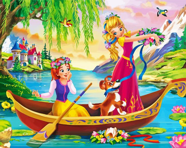 Princesses On Boat Painting By Numberss.png