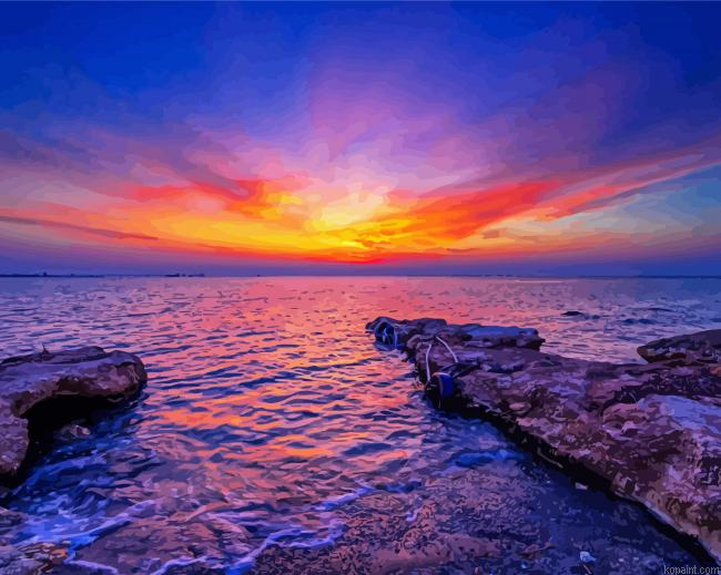 Protaras Beach At Sunset Paint By Numbers