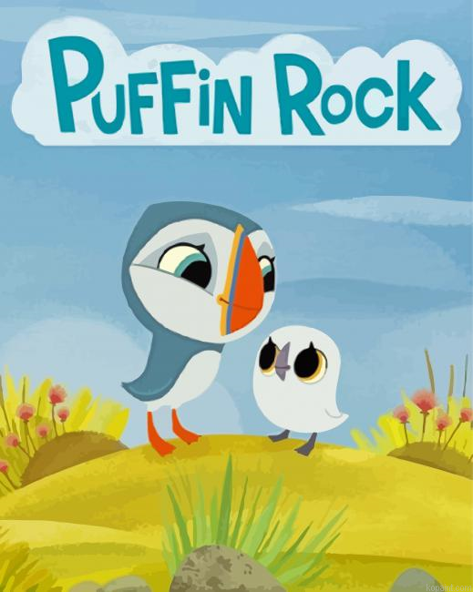 Puffin Rock Cartoon Poster Paint By Numbers