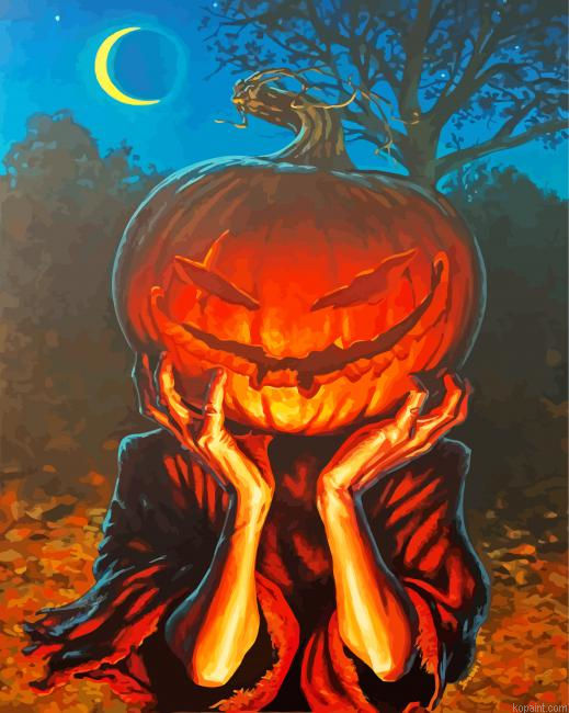 Pumpkin Jack O Lantern Illustration Art Paint By Numbers.png