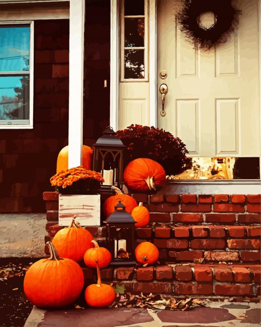 Pumpkins On Stairs Paint By Numbers.png