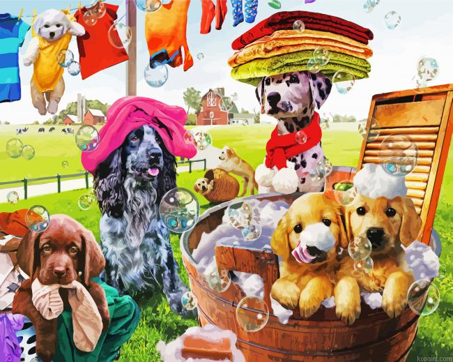 Puppies And Bubbles Painting By Numberss.png