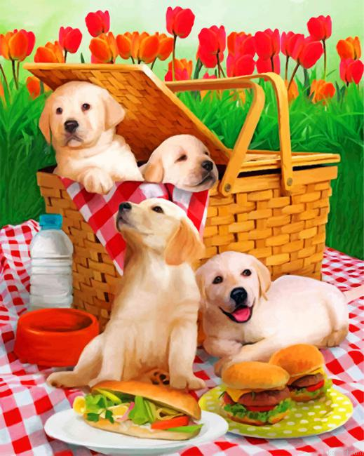 Puppies Picnic Painting By Numberss.png