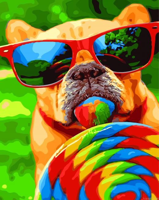Puppy Licking A Lollipop Painting By Numberss.png