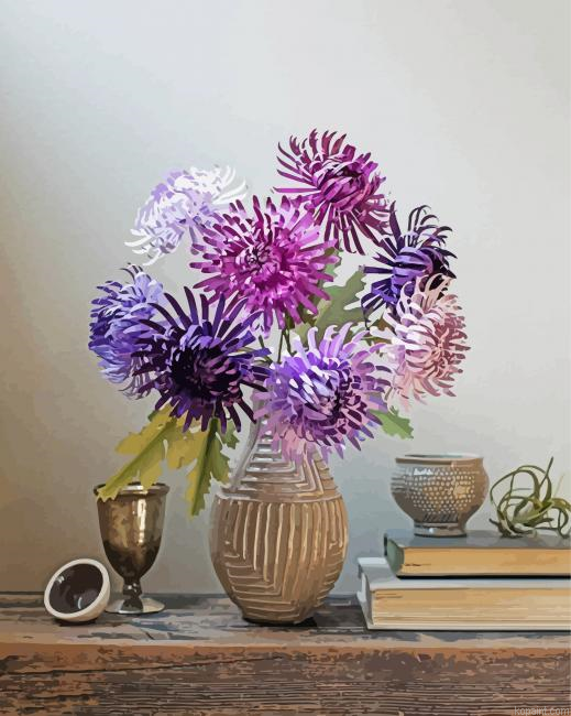 Purple Chrysanthemum Vase Painting By Numberss.png
