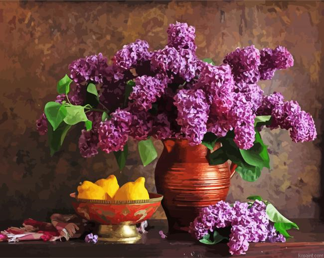Purple Flowers Still Life Painting By Numberss.png