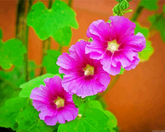 Purple Hollyhocks Paint By Numbers