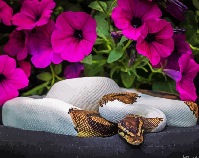Python Snake And Petunia Flower Painting By Numberss.png