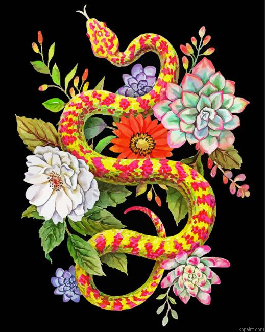 Python Snake And Succulent Painting By Numberss.png