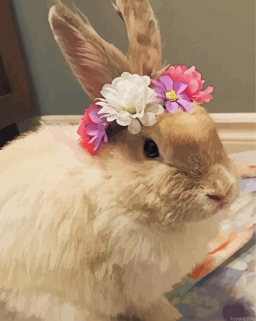 Rabbit With Flower Wreath Painting By Numberss.png
