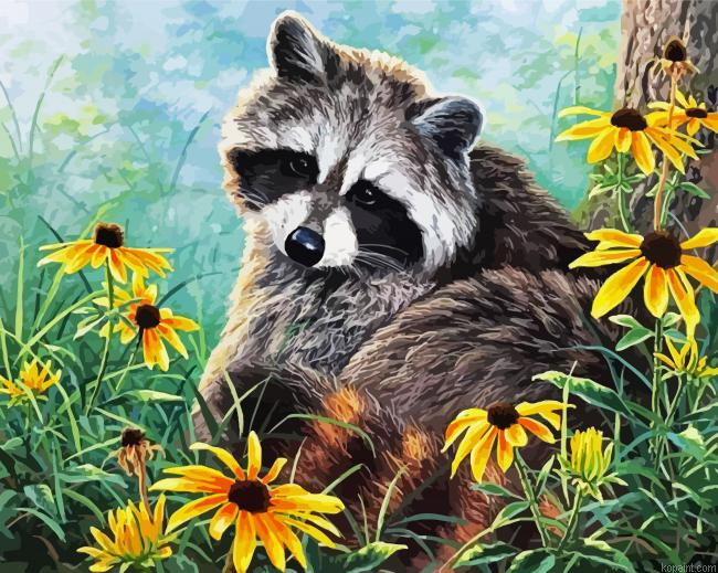 Raccoon Animal Painting By Numberss.png
