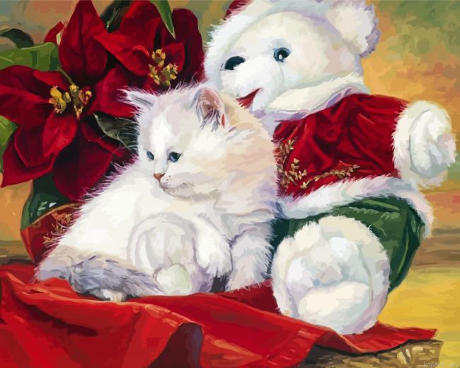 Ragdoll Cat And Teddy Bear Painting By Numberss.png