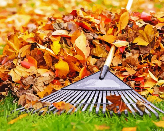 Raking Leaves Paint By Numbers