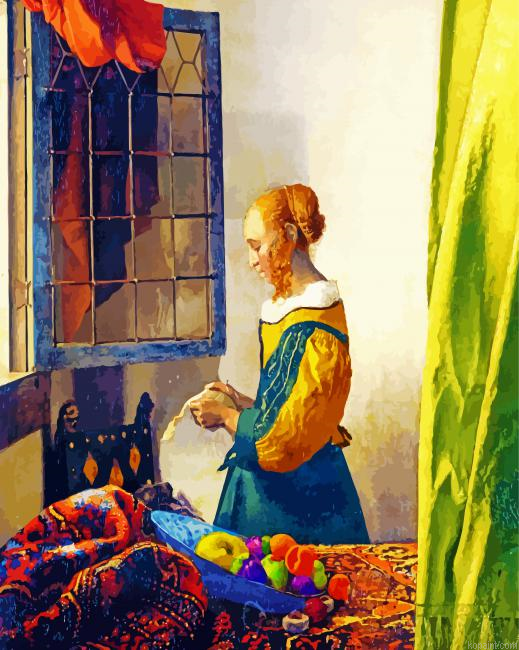 Reading Letter By Window Painting By Numberss.png