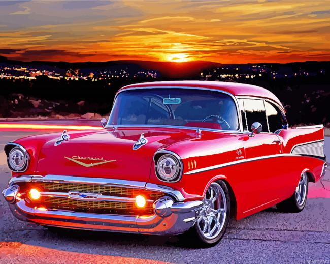 Red 57 Chevy Car Painting By Numberss.png