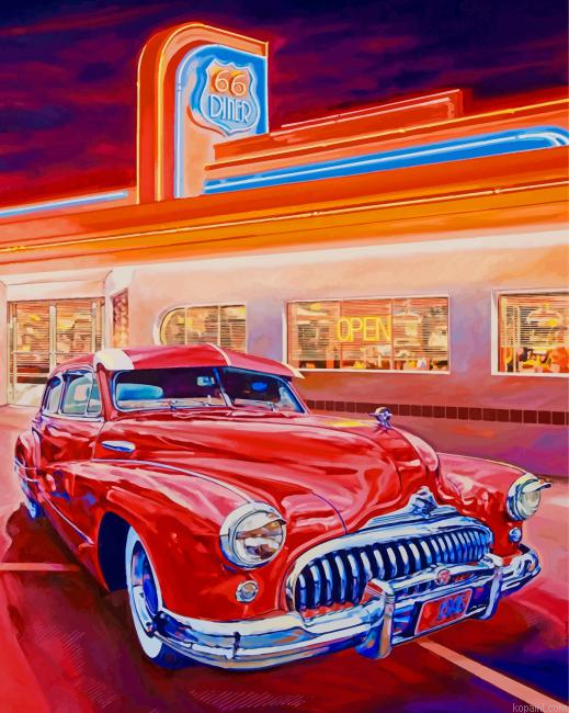 Red American Muscle Car Painting By Numberss.png
