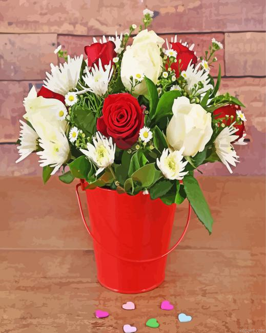 Red And White Flowers Roses Painting By Numberss.png